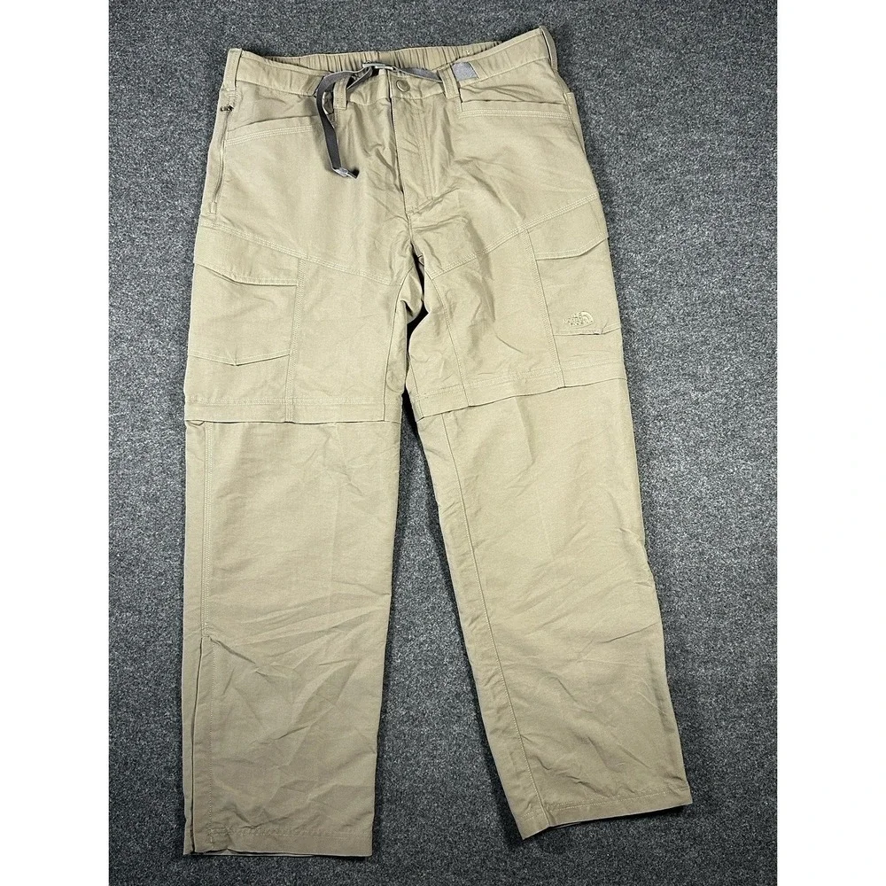 The North Face Mens Convertible Cargo Pants‎ Khaki Tan Zip Off Hiking Size Large